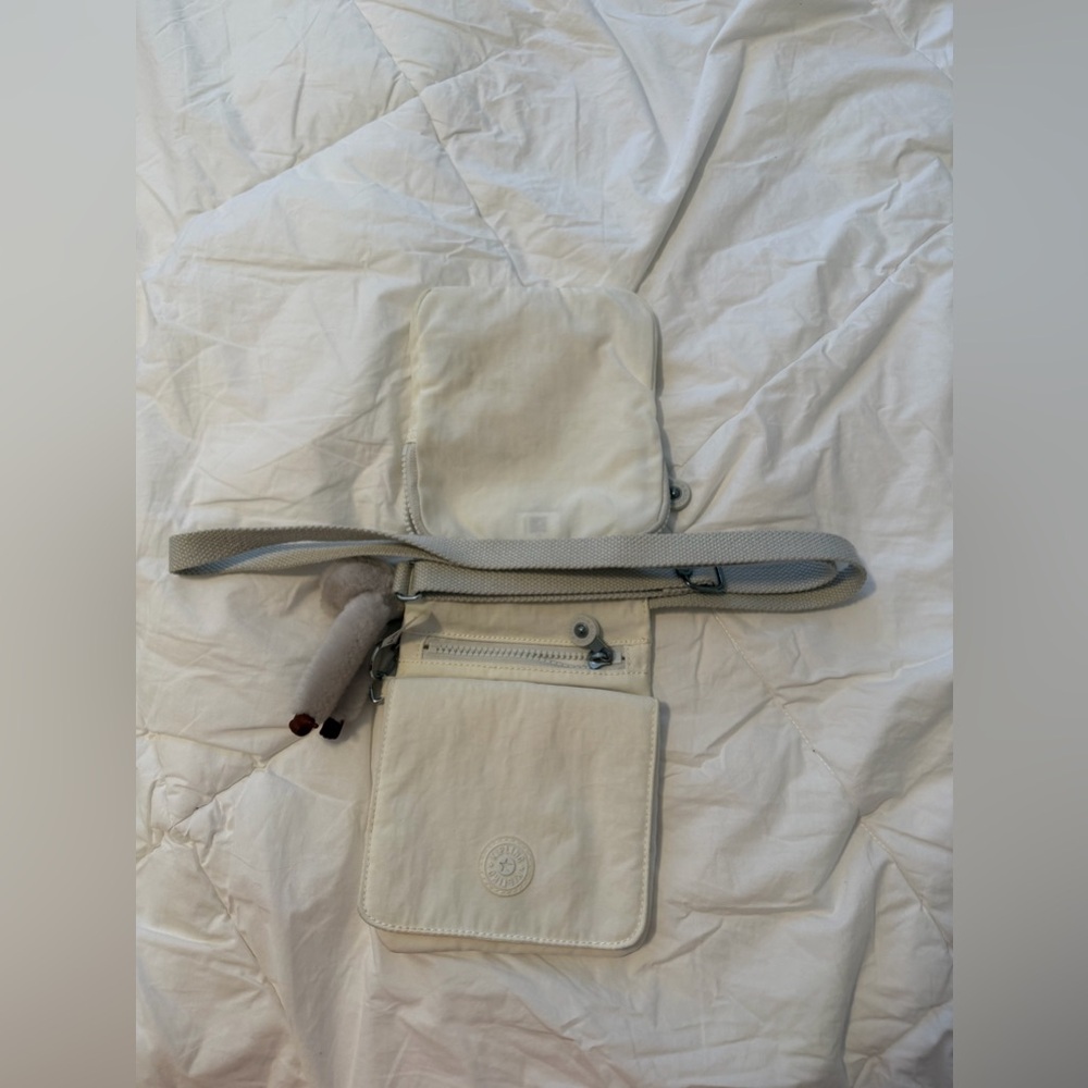Kipling White  Nylon Crossbody Bag Adjustable Strap - Picture 5 of 8